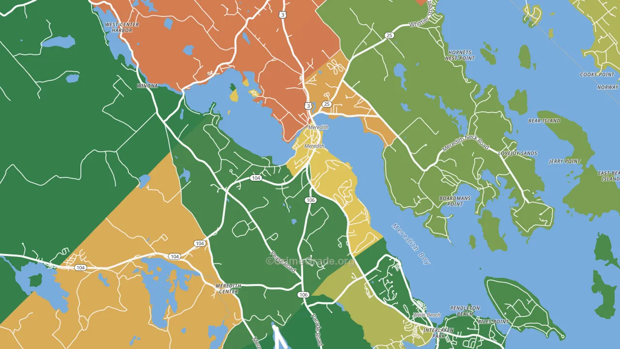 Meredith, NH Map of Vandalism Rates