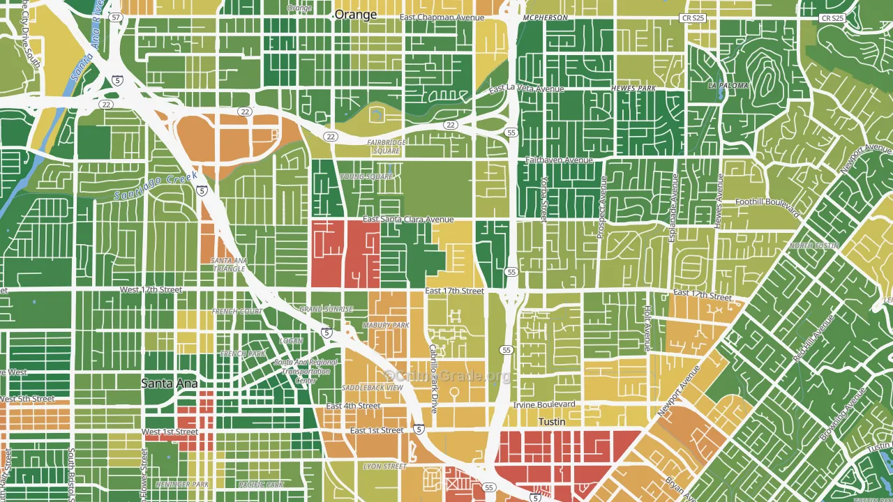 Meredith Parkwood, Santa Ana, CA Map of Vandalism Rates