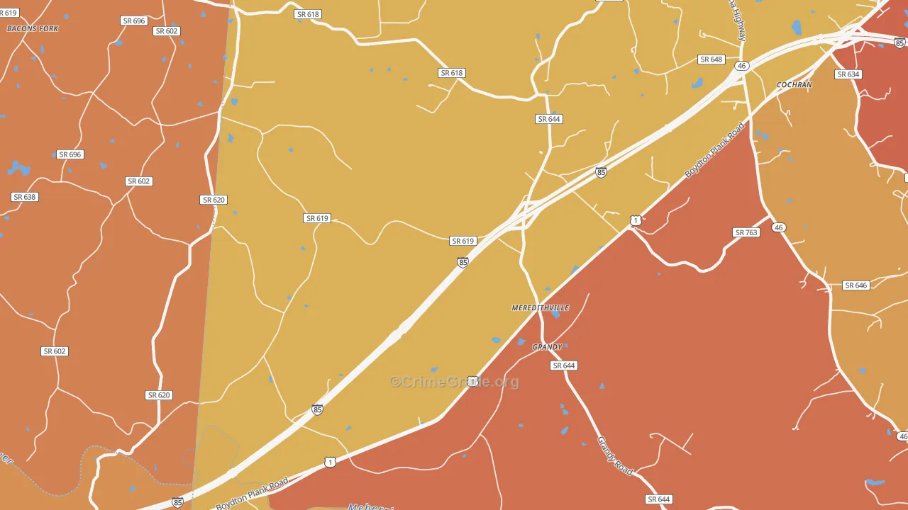 Meredithville, VA Map of Vandalism Rates