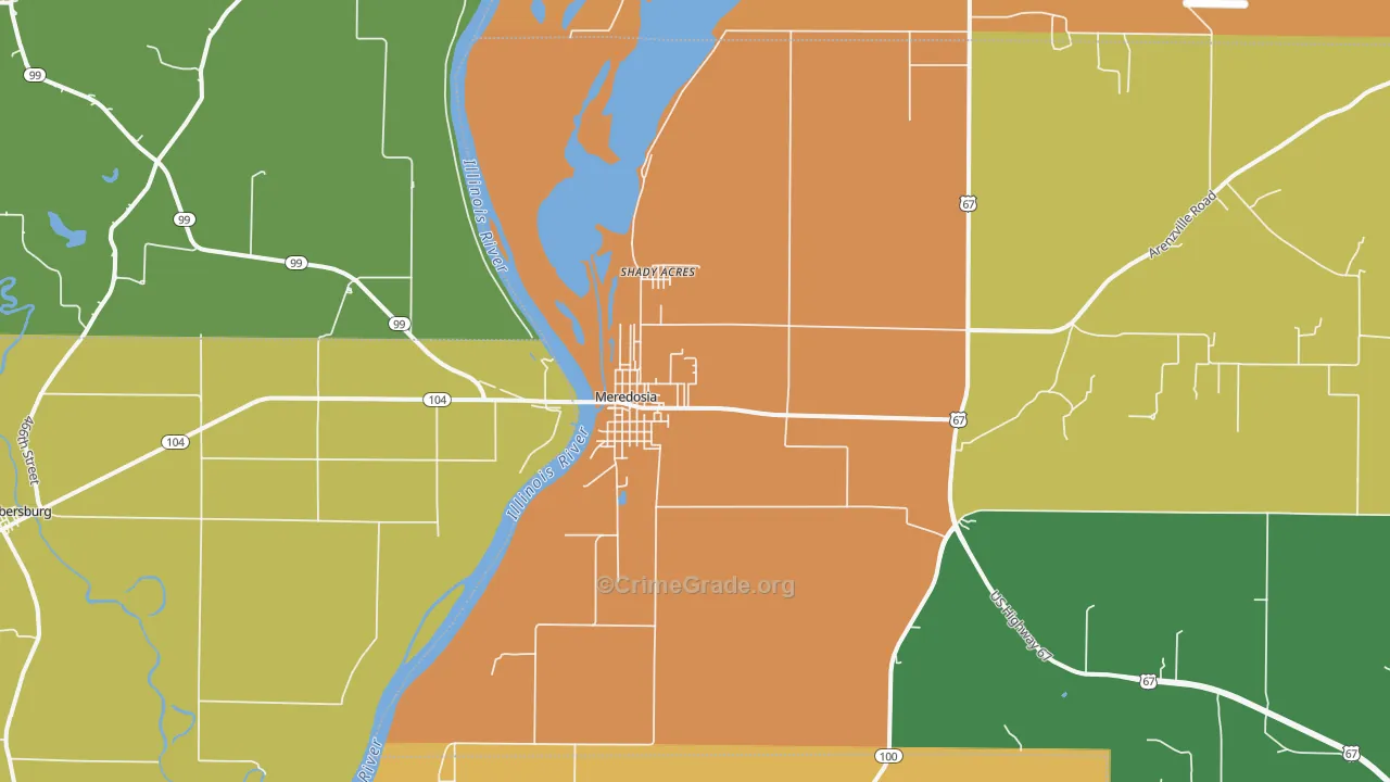 Meredosia, IL Map of Vandalism Rates