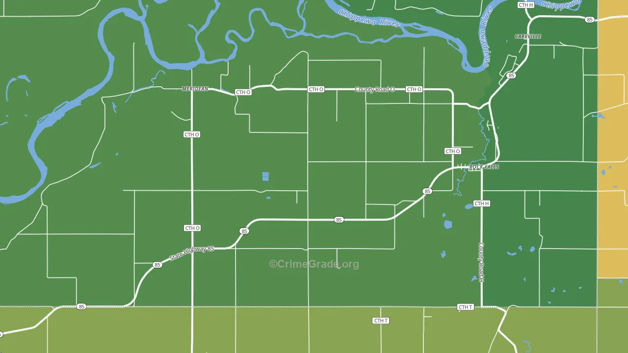 Meridean, WI Map of Vandalism Rates