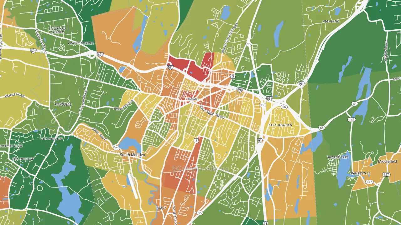 Meriden, CT Map of Vandalism Rates
