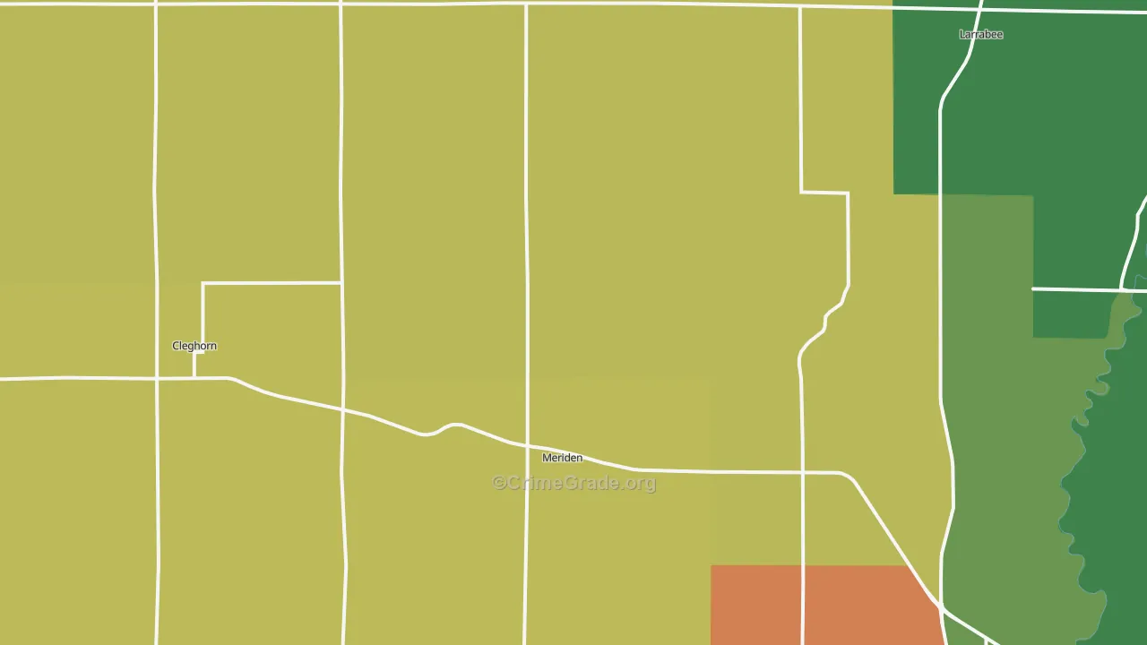 Meriden, IA Map of Vandalism Rates