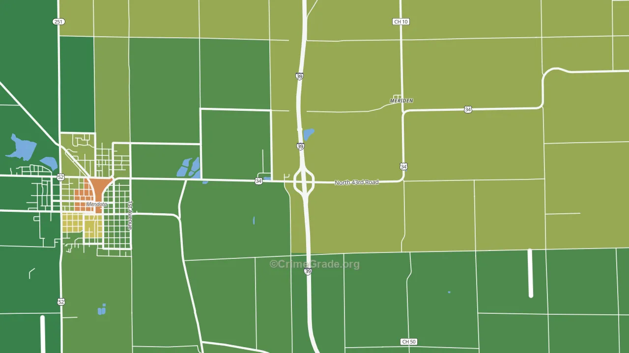 Meriden, IL Map of Vandalism Rates