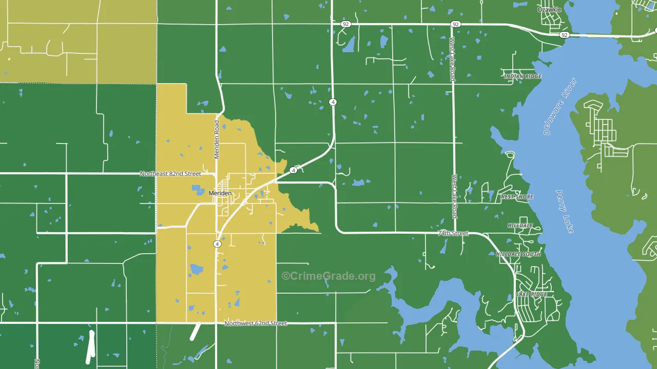 Meriden, KS Map of Vandalism Rates