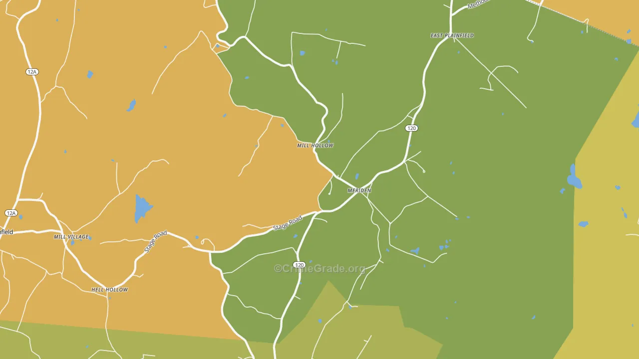 Meriden, NH Map of Vandalism Rates