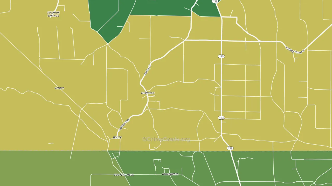 Meridian, AR Map of Vandalism Rates