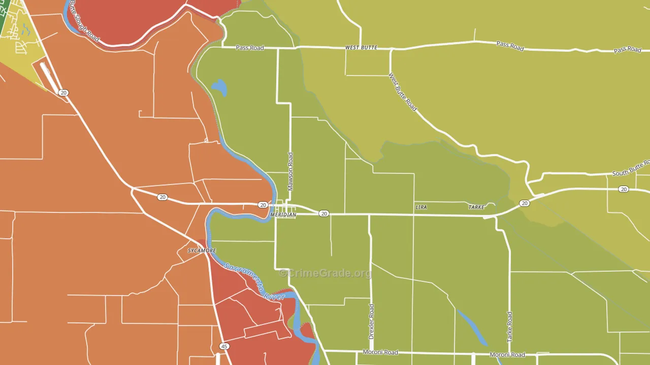 Meridian, CA Map of Vandalism Rates