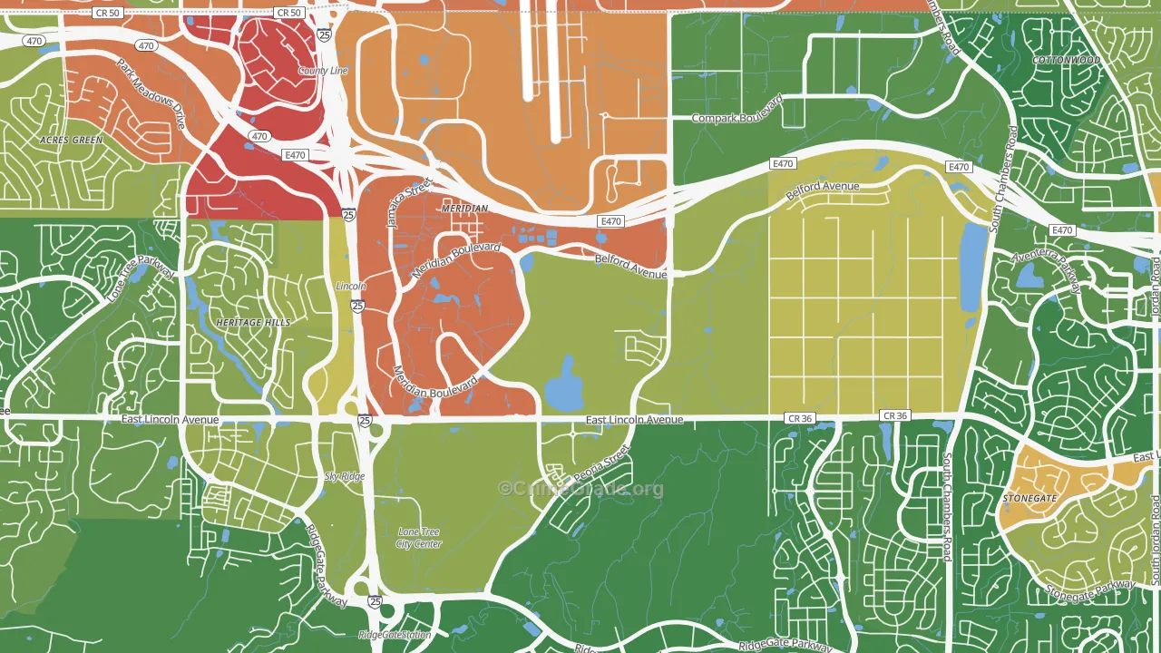 Meridian, CO Map of Vandalism Rates