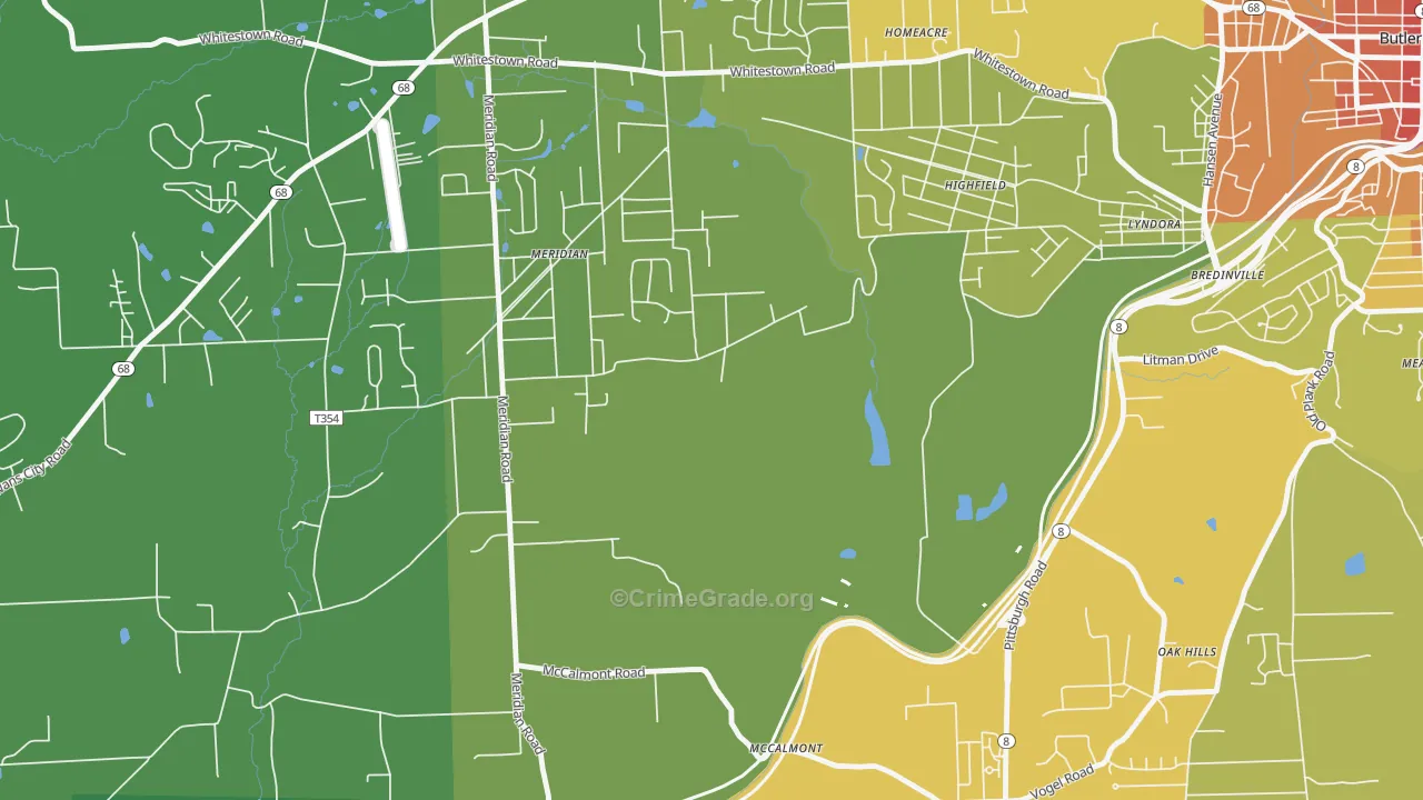 Meridian, PA Map of Vandalism Rates