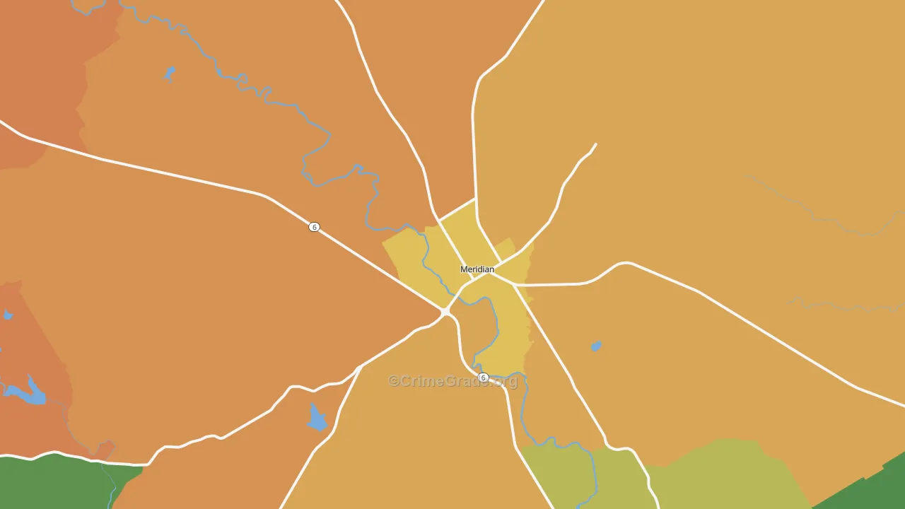 Meridian, TX Map of Vandalism Rates