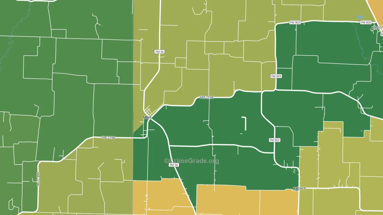 Merit, TX Map of Vandalism Rates
