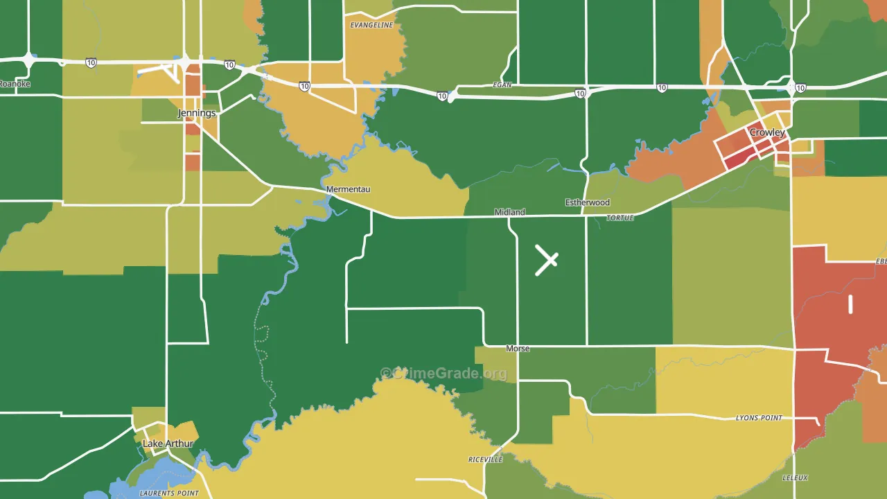 Mermentau, LA Map of Vandalism Rates