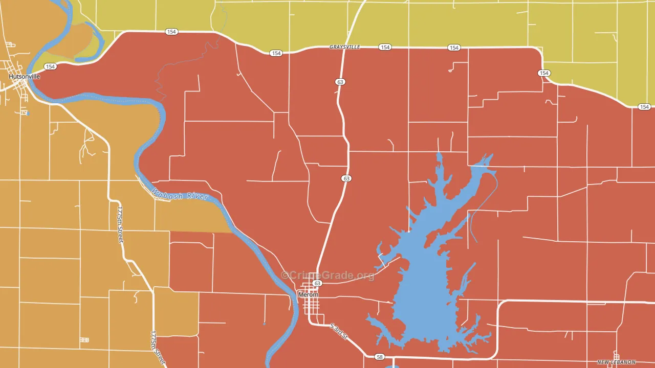 Merom, IN Map of Vandalism Rates