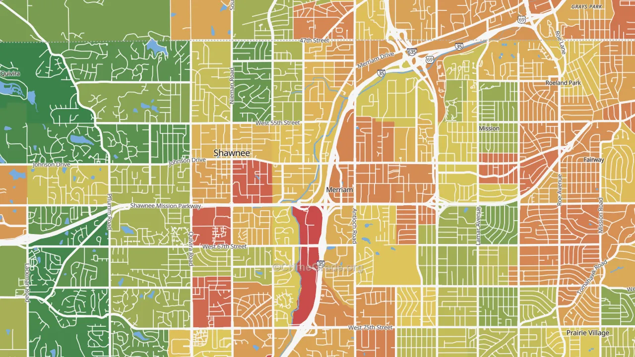 Merriam, KS Map of Vandalism Rates