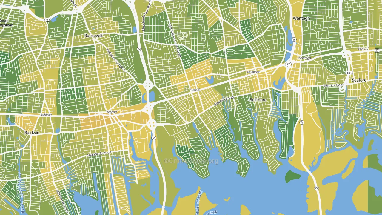 Merrick, NY Map of Vandalism Rates