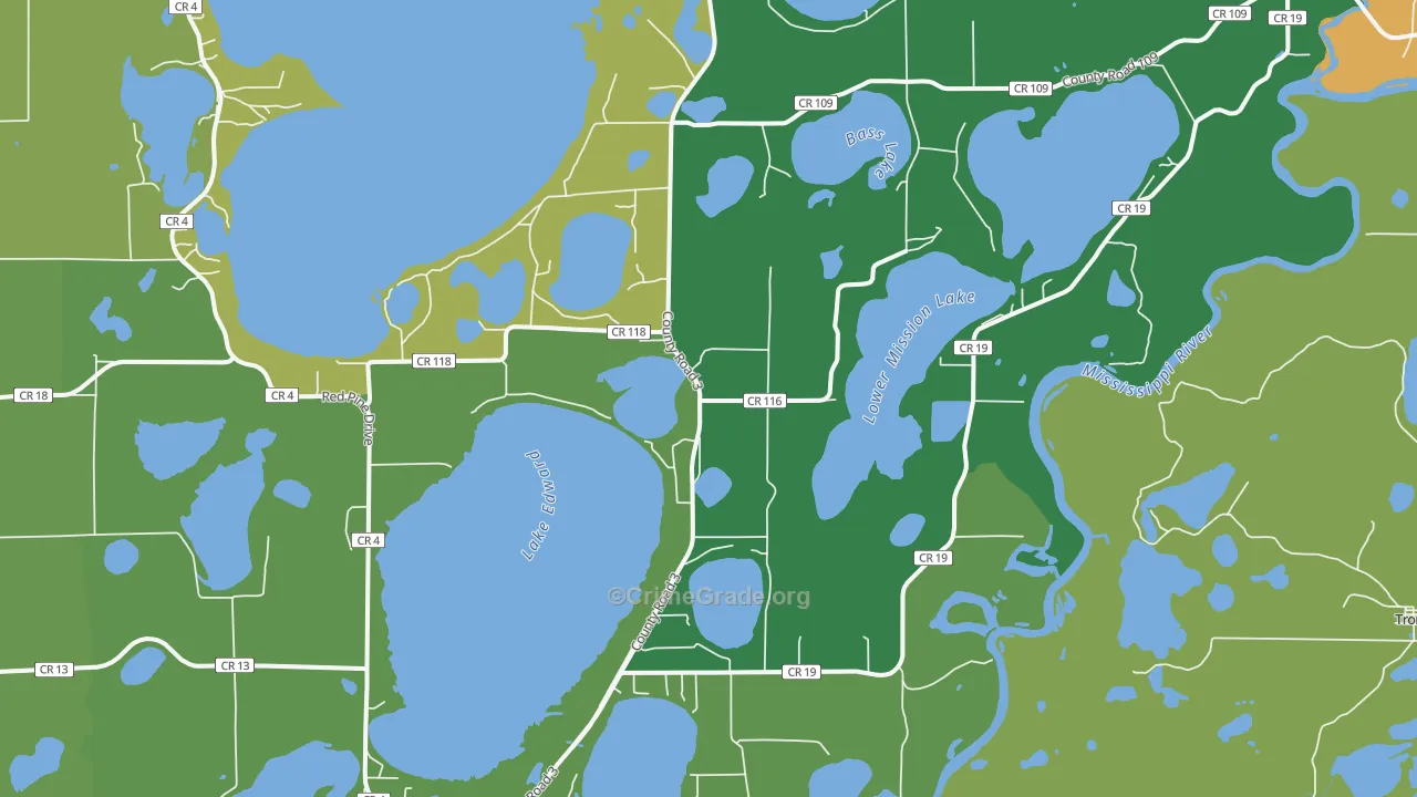Merrifield, MN Map of Vandalism Rates