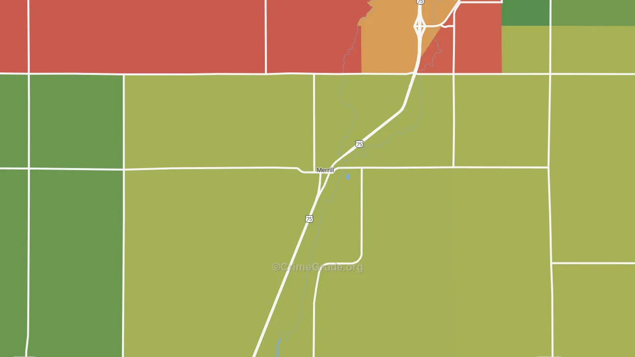 Merrill, IA Map of Vandalism Rates