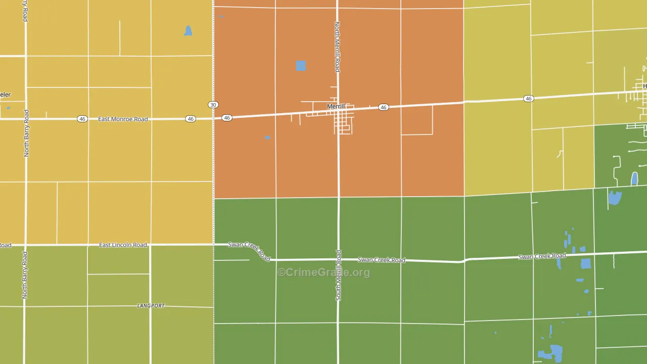 Merrill, MI Map of Vandalism Rates