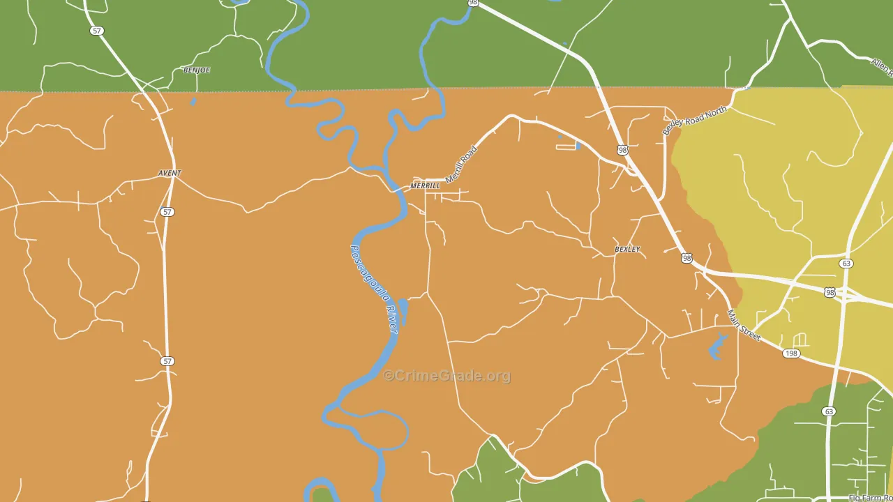 Merrill, MS Map of Vandalism Rates