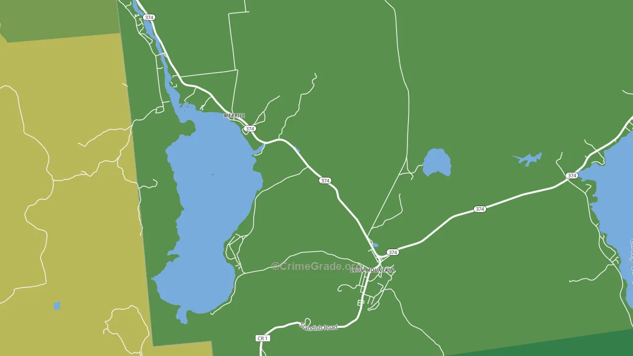 Merrill, NY Map of Vandalism Rates