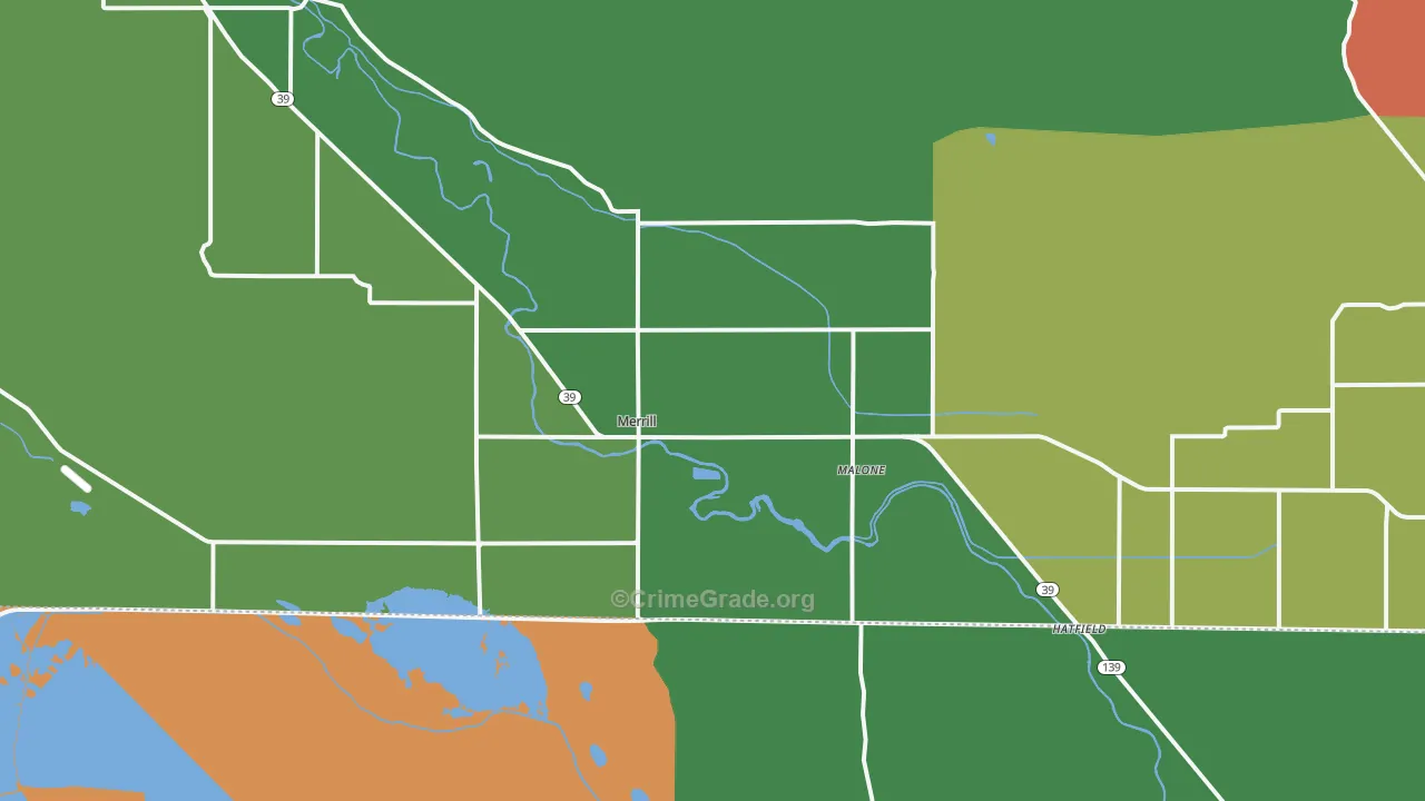 Merrill, OR Map of Vandalism Rates