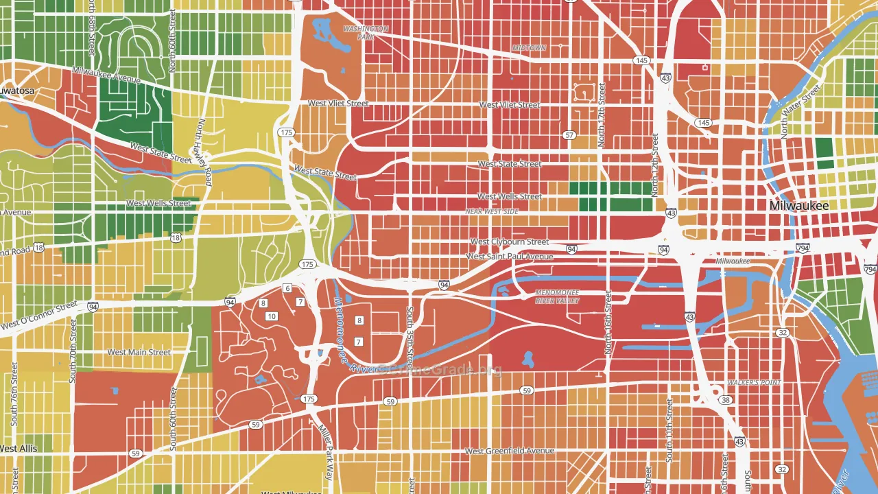 Merrill Park, Milwaukee, WI Map of Vandalism Rates