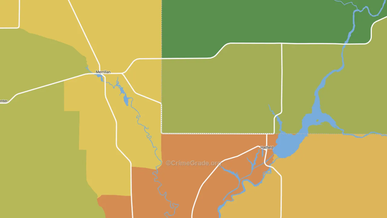 Merrillan, WI Map of Vandalism Rates