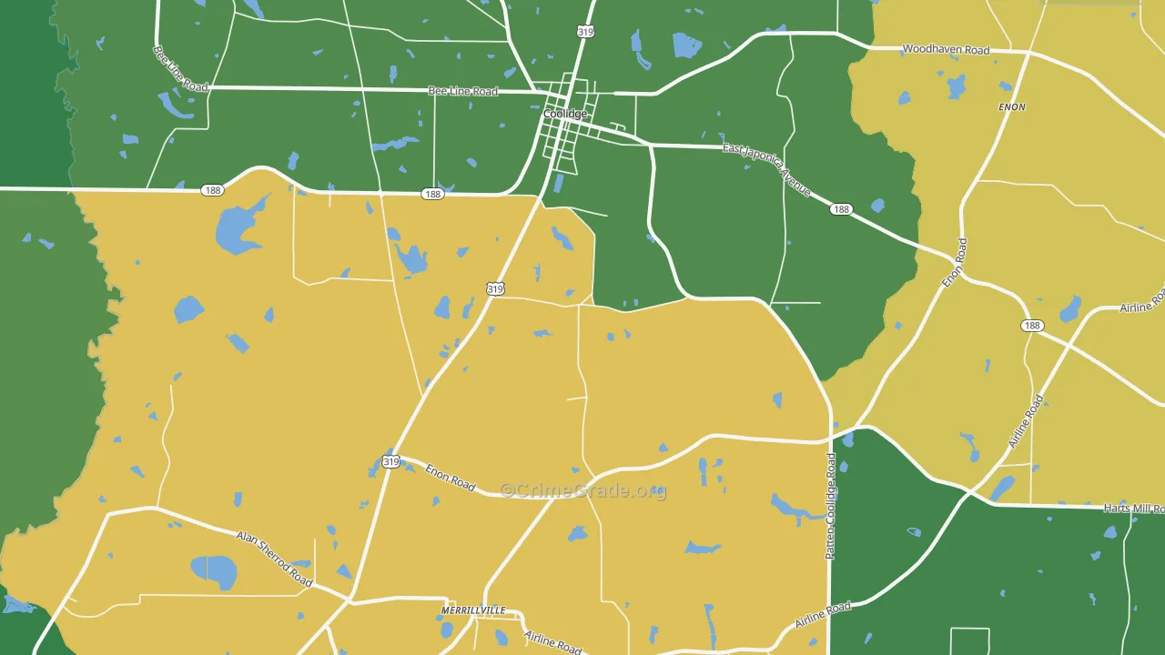 Merrillville, GA Map of Vandalism Rates