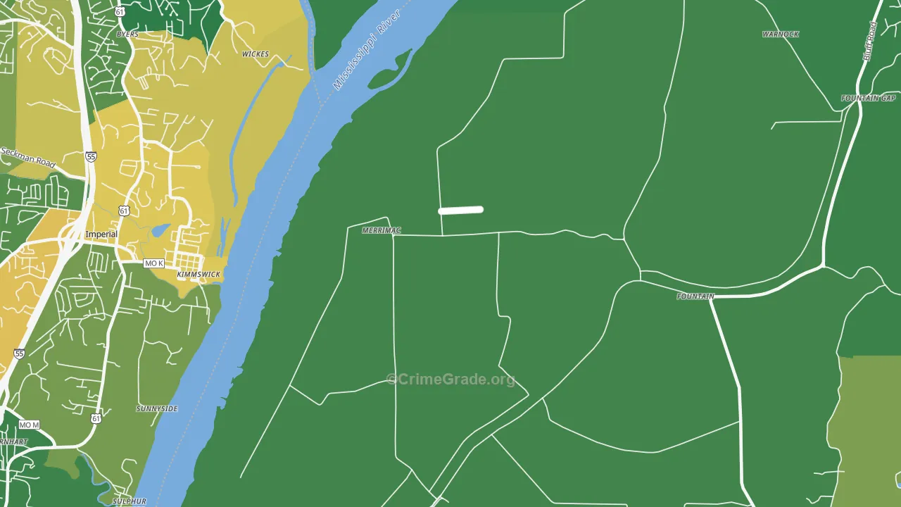 Merrimac, IL Map of Vandalism Rates