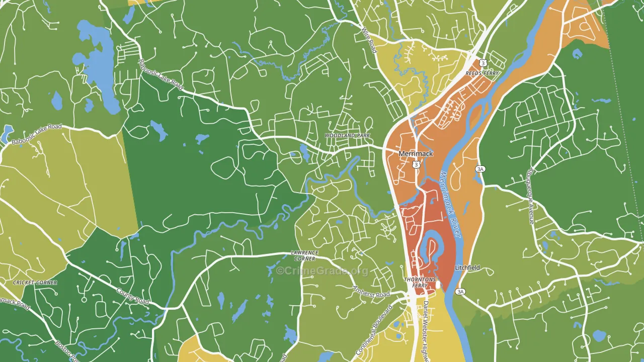 Merrimack, NH Map of Vandalism Rates