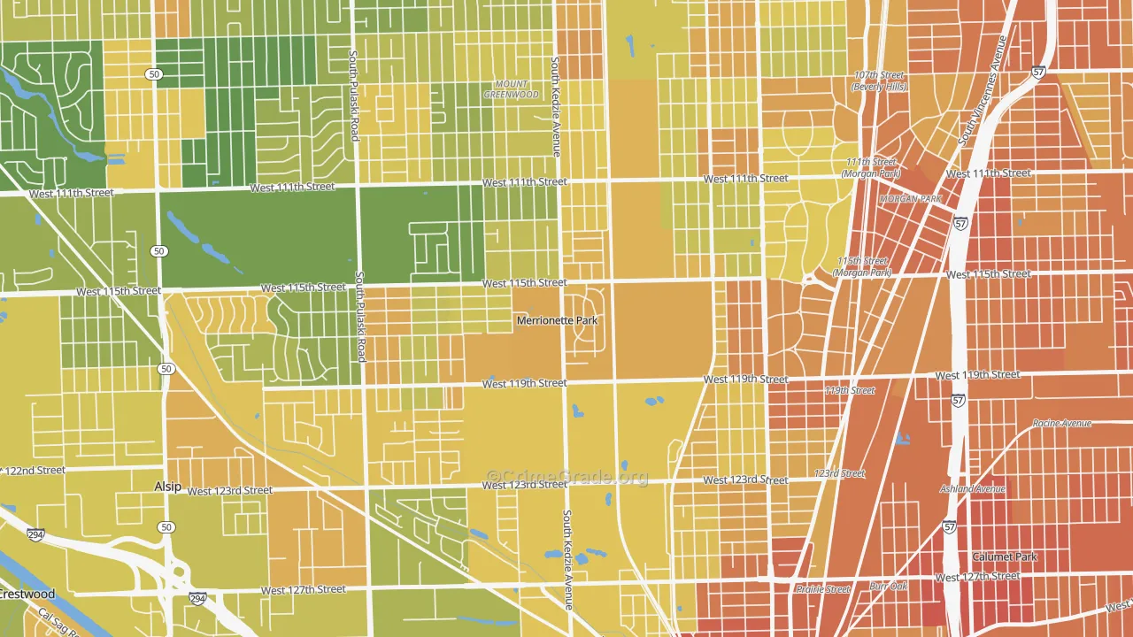 Merrionette Park, IL Map of Vandalism Rates