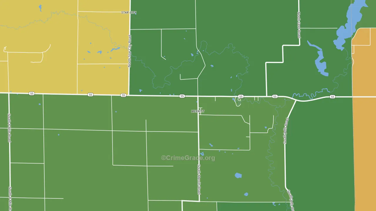 Merritt, MI Map of Vandalism Rates
