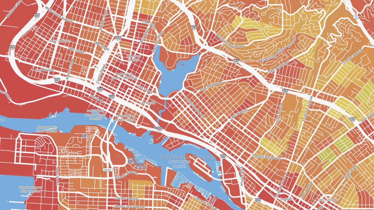 Merritt, Oakland, CA Map of Vandalism Rates