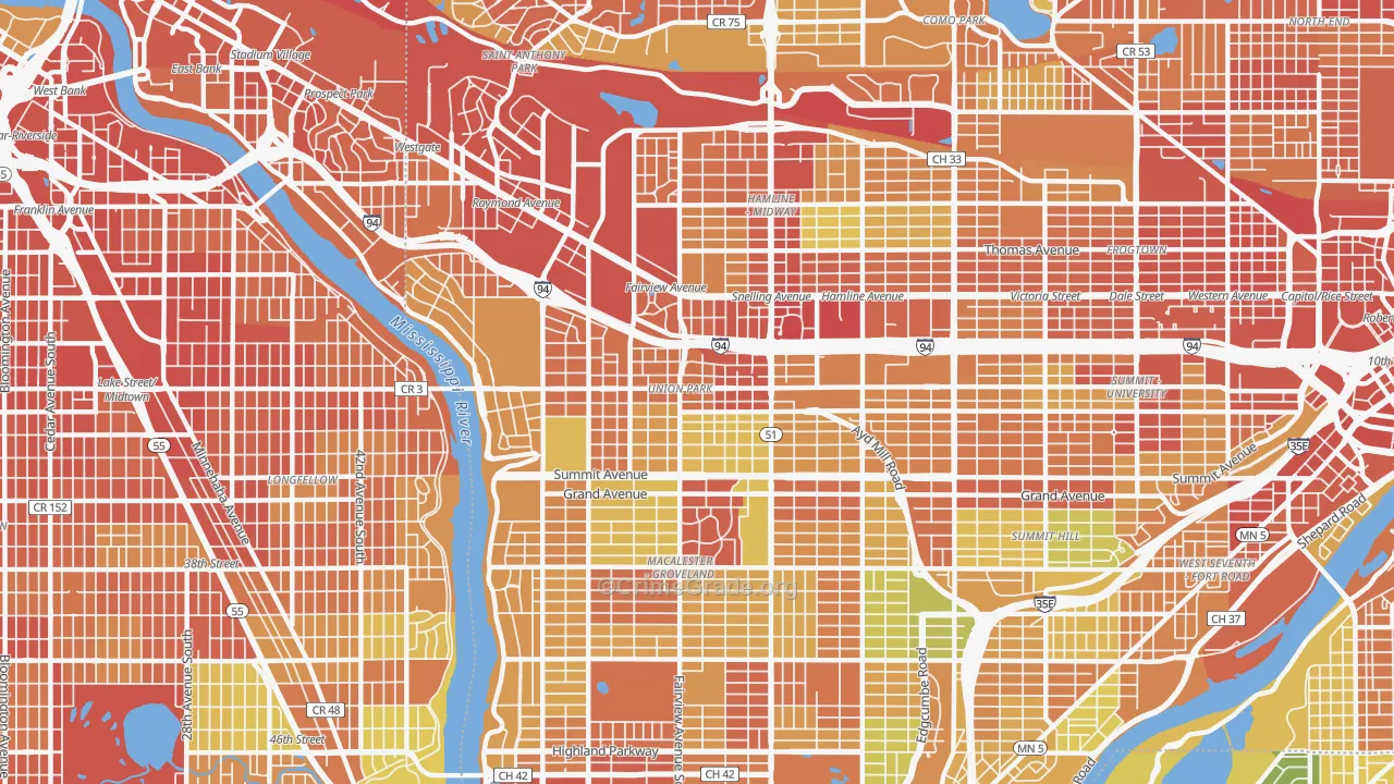 Merrlam Park, St. Paul, MN Map of Vandalism Rates