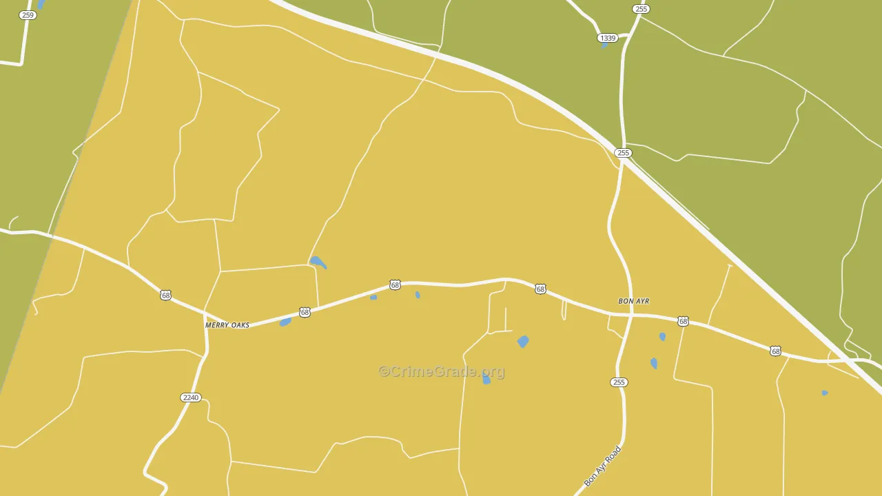 Merry Oaks, KY Map of Vandalism Rates