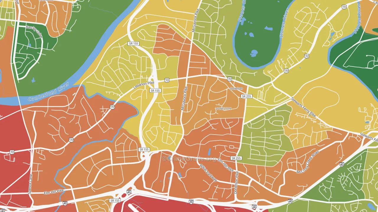 Merry Oaks, Nashville, TN Map of Vandalism Rates