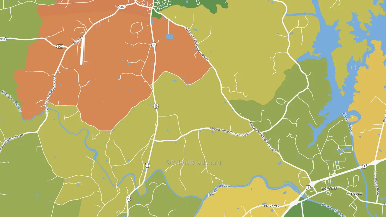 Merry Oaks, NC Map of Vandalism Rates
