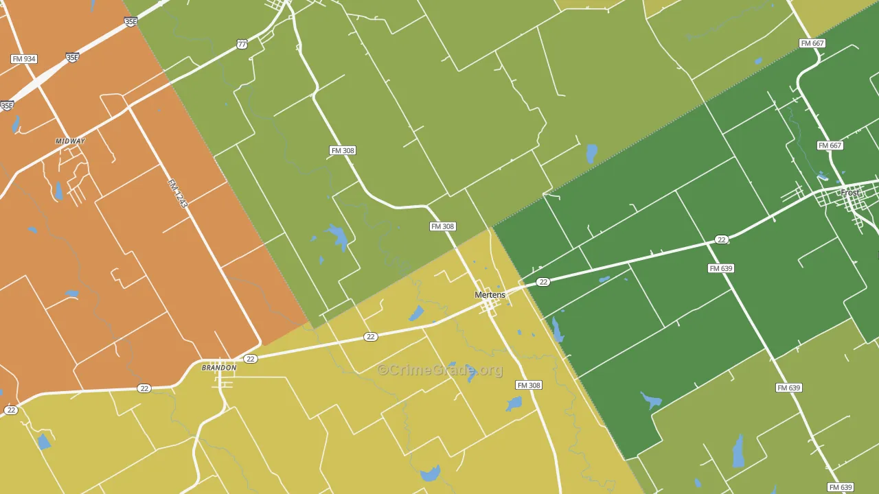 Mertens, TX Map of Vandalism Rates