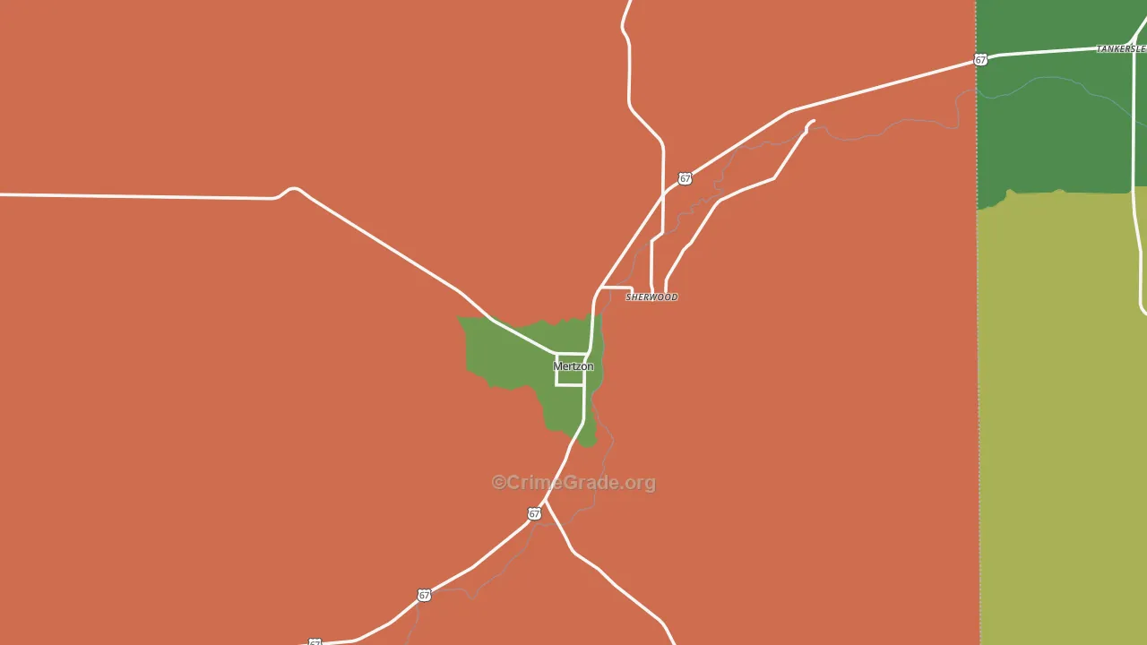 Mertzon, TX Map of Vandalism Rates