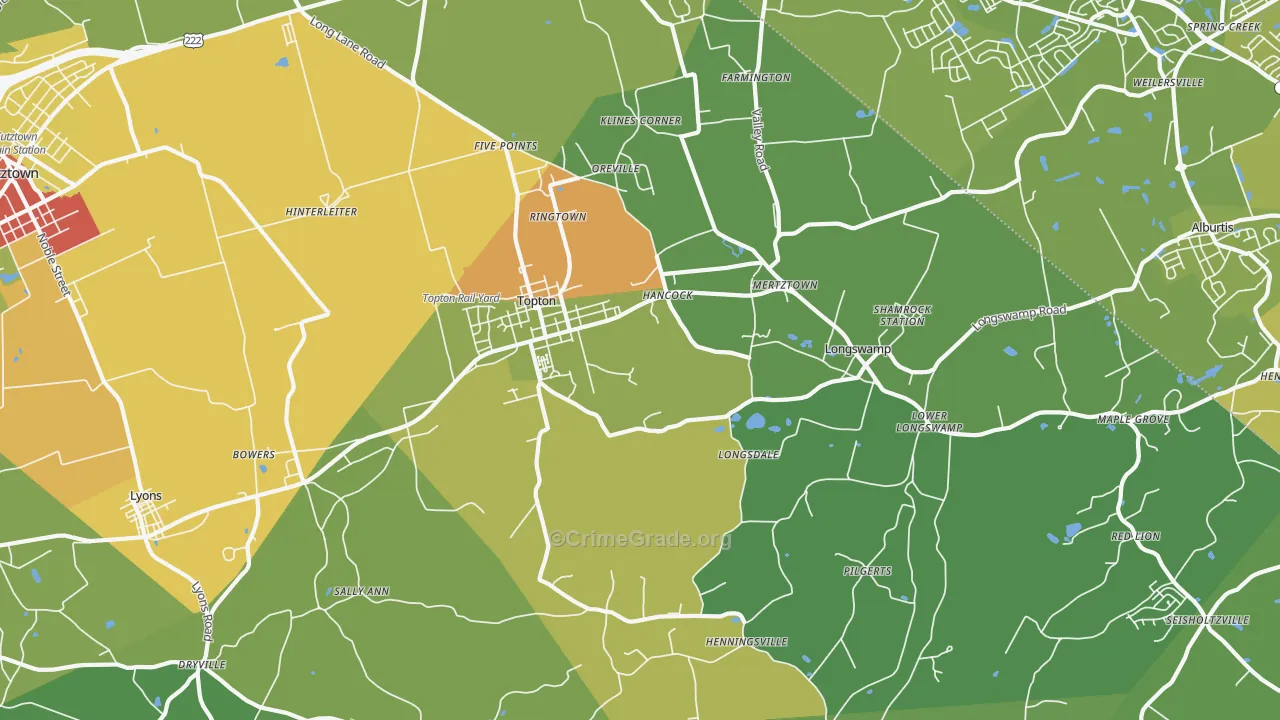 Mertztown, PA Map of Vandalism Rates