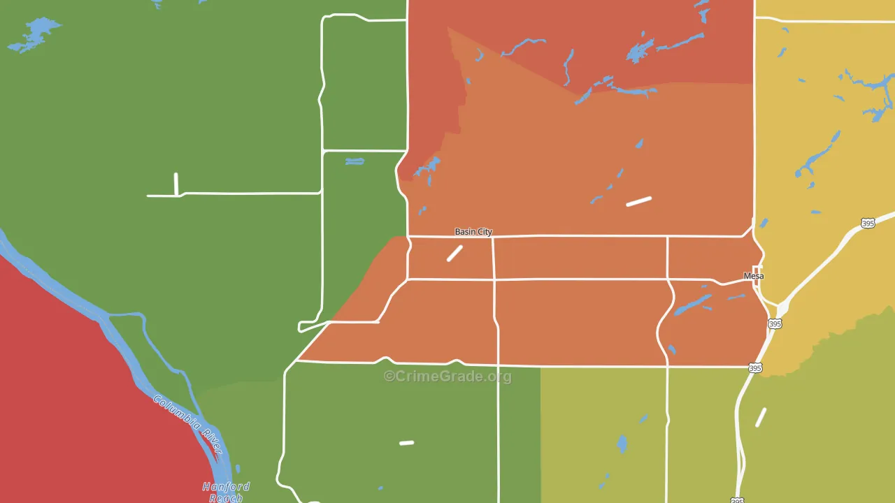 Mesa, WA Map of Vandalism Rates