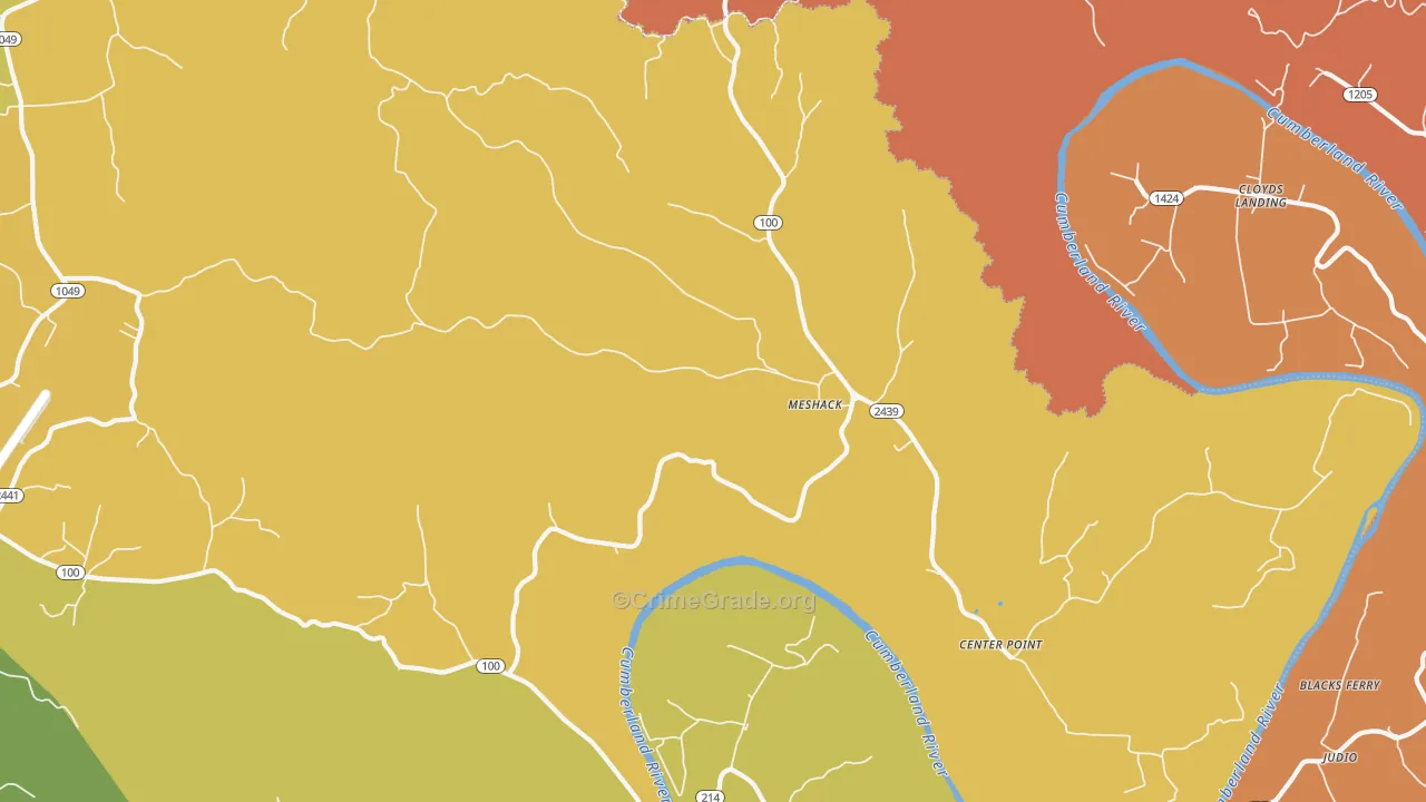 Meshack, KY Map of Vandalism Rates