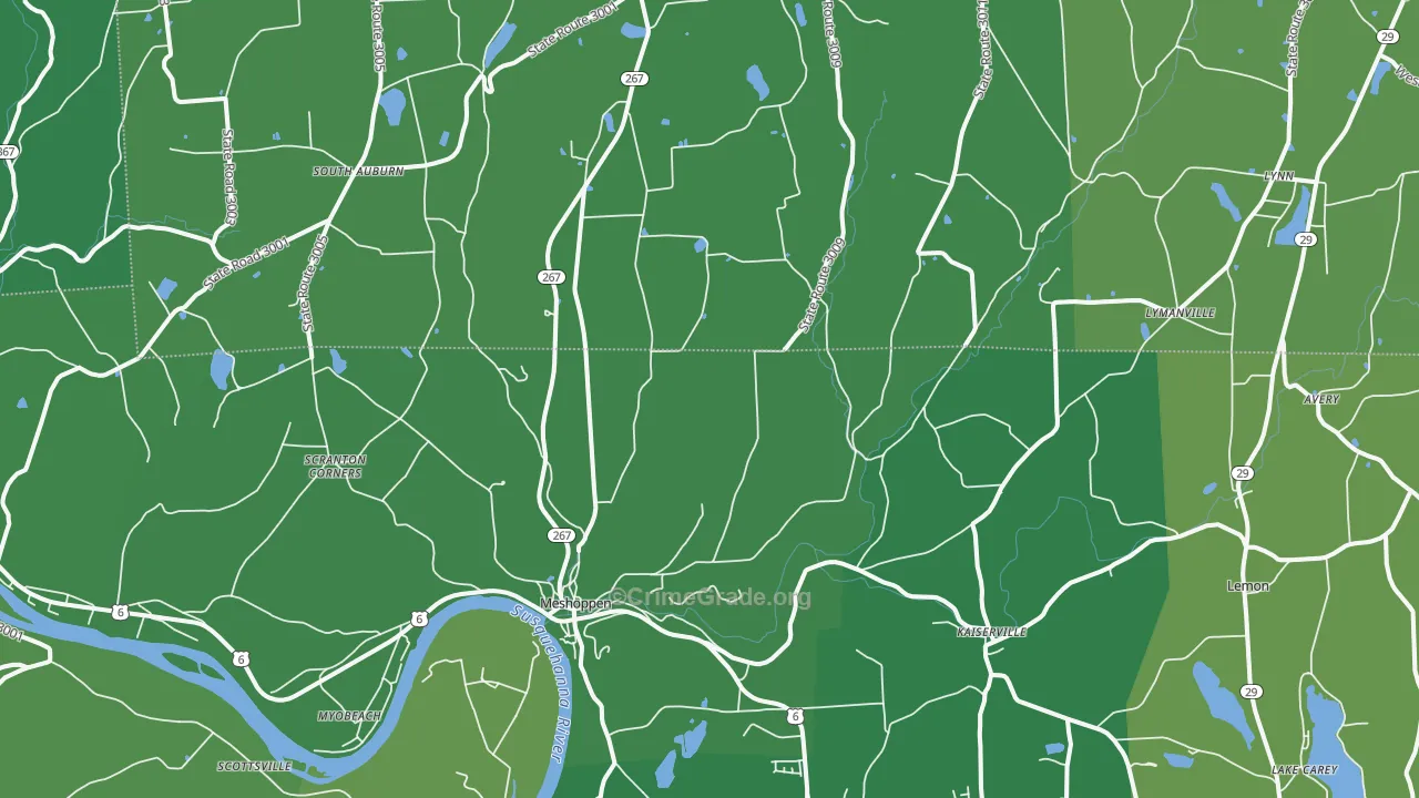 Meshoppen, PA Map of Vandalism Rates