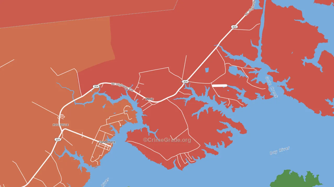 Mesic, NC Map of Vandalism Rates
