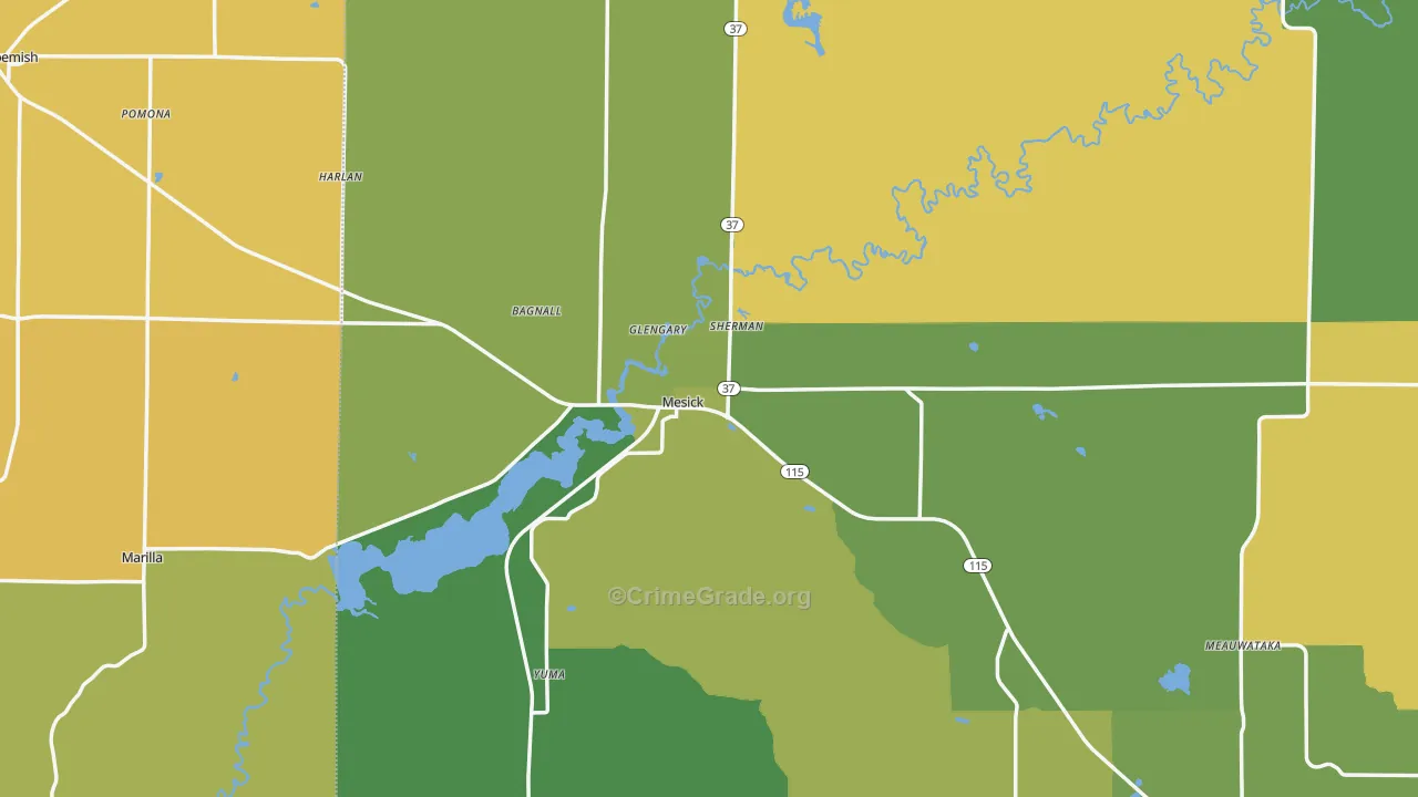 Mesick, MI Map of Vandalism Rates