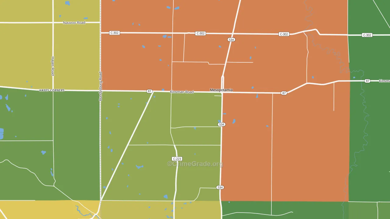 Mesopotamia, OH Map of Vandalism Rates