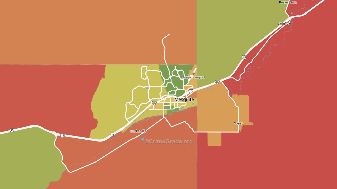 Mesquite, NV Map of Vandalism Rates