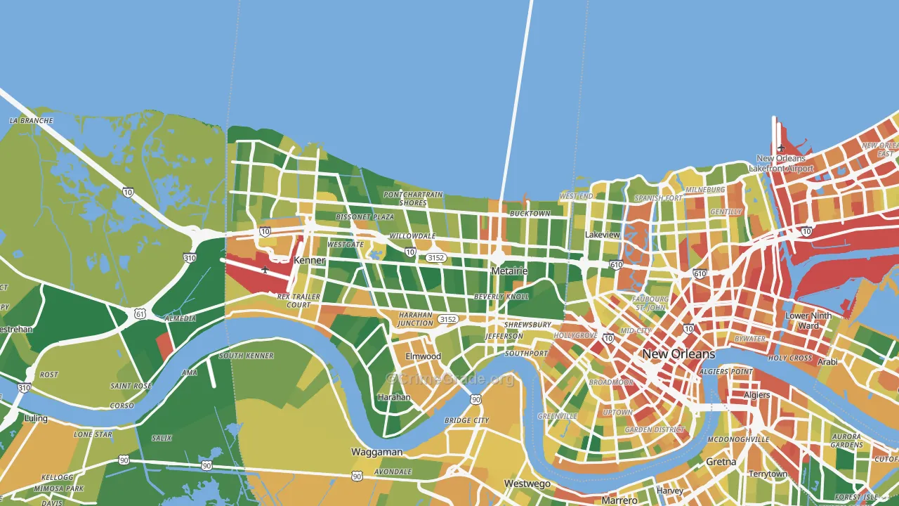 Metairie, LA Map of Vandalism Rates