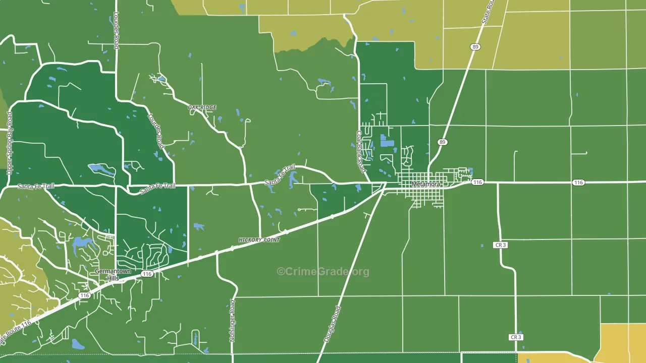 Metamora, IL Map of Vandalism Rates